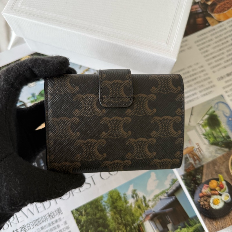 Nino 凱旋塗層帆布釦式三折短夾(棕褐色)-2