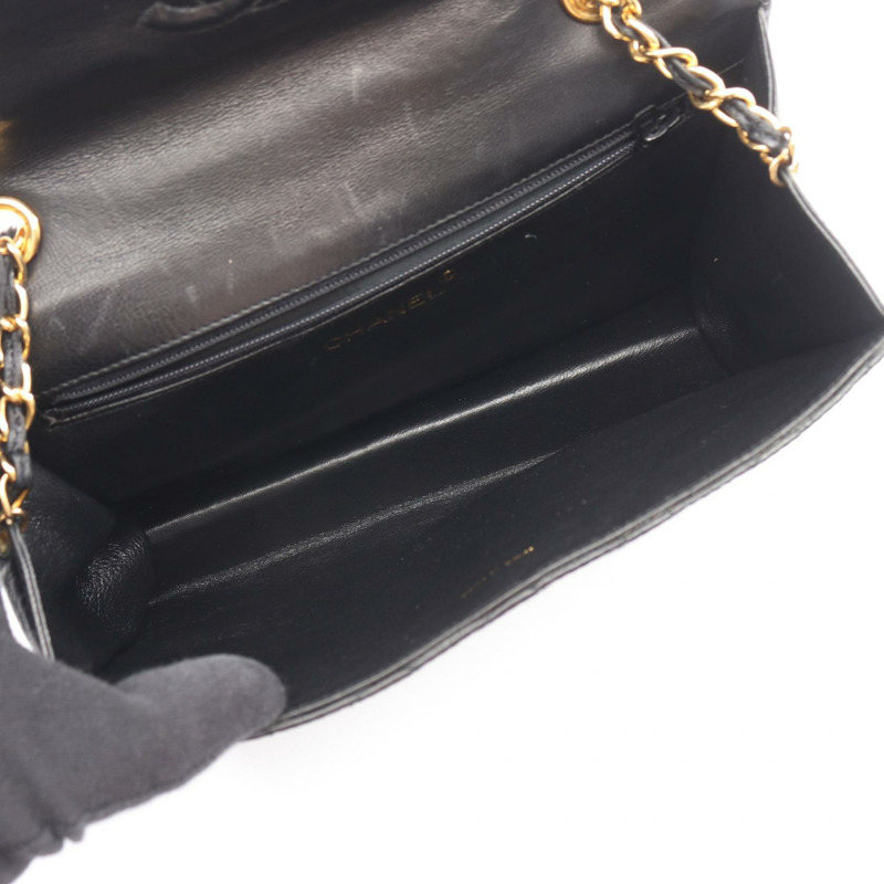 香奈兒 (CHANEL) 絎縫鏈條單肩包，流蘇羊皮，黑色，二手，女士，金色五金-2