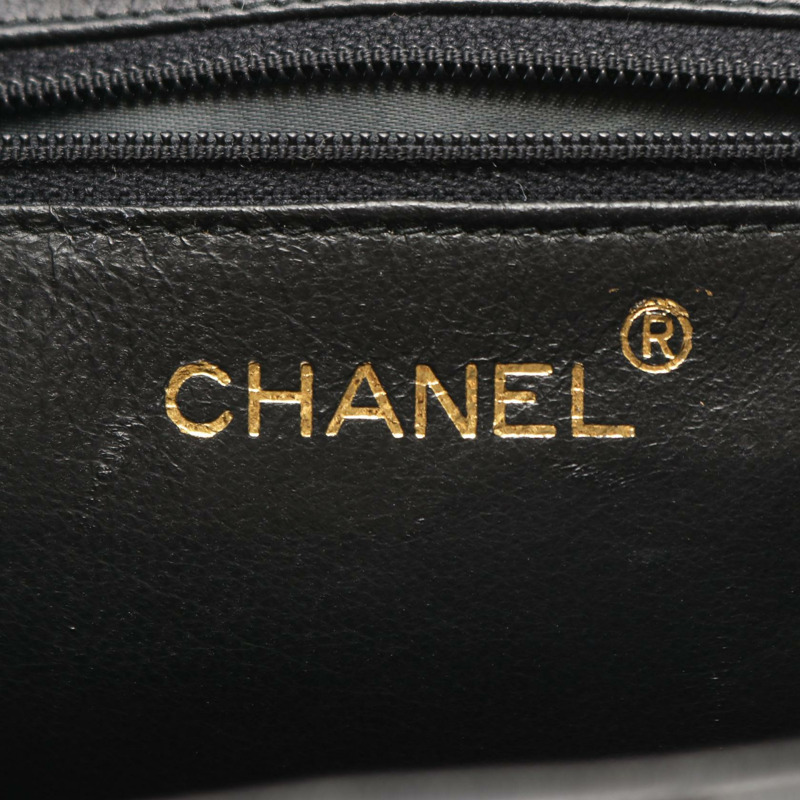 香奈兒 (CHANEL) 絎縫鏈條單肩包，流蘇羊皮，黑色，二手，女士，金色五金-3