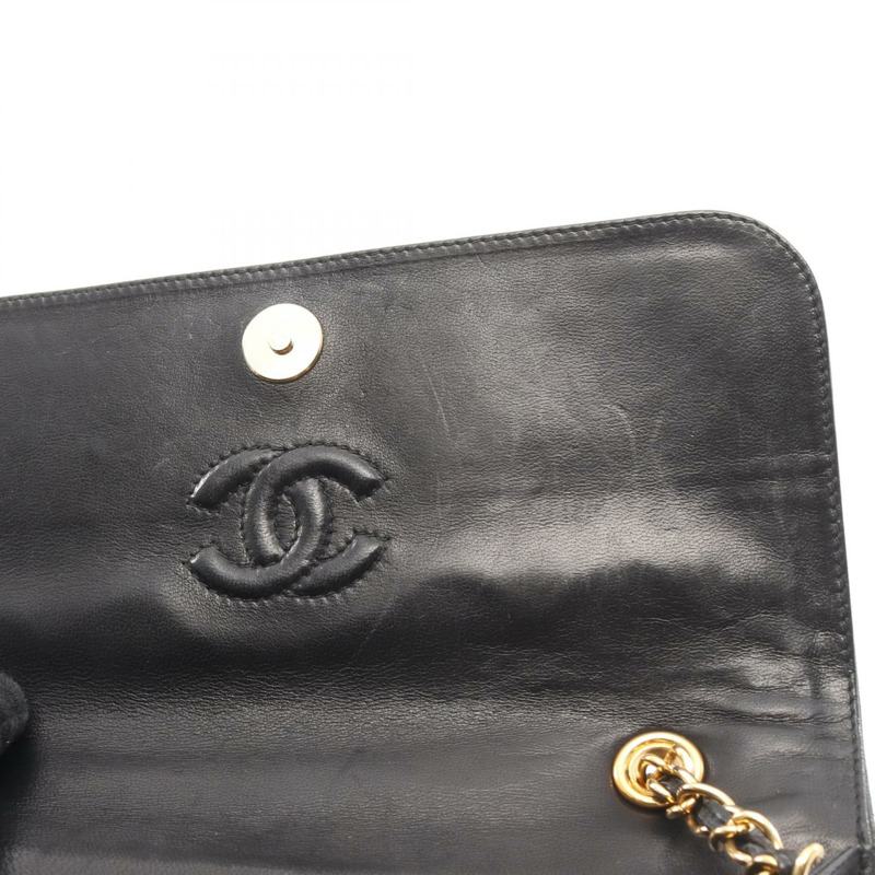 香奈兒 (CHANEL) 絎縫鏈條單肩包，流蘇羊皮，黑色，二手，女士，金色五金-5