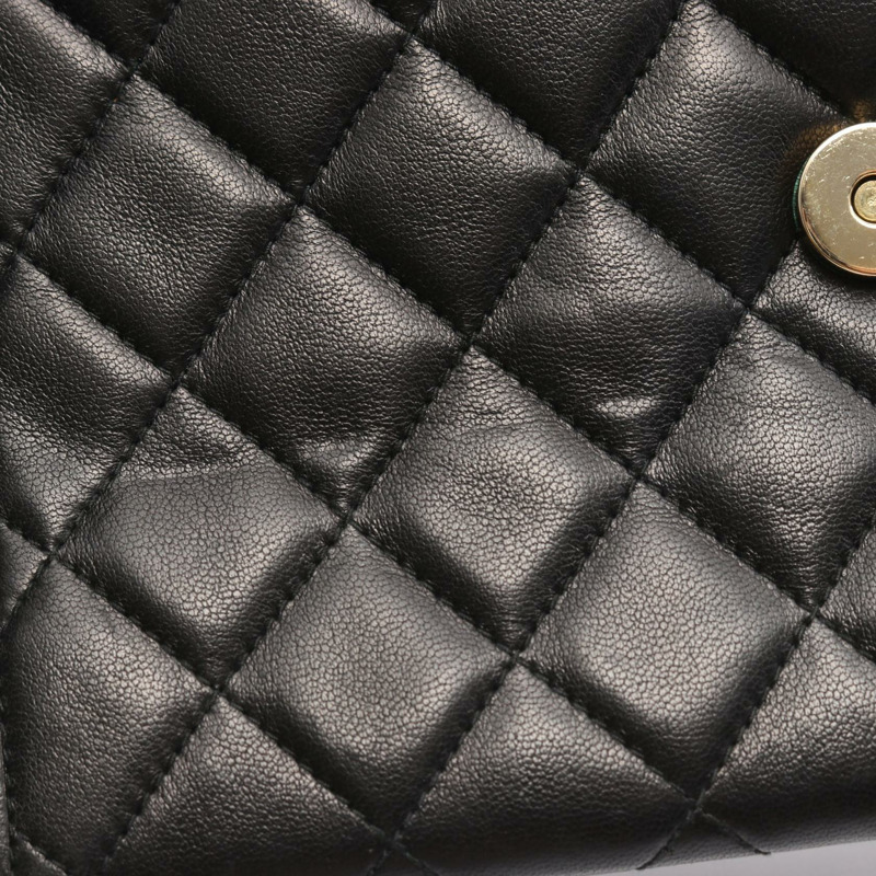 香奈兒 (CHANEL) 絎縫鏈條單肩包，流蘇羊皮，黑色，二手，女士，金色五金-9