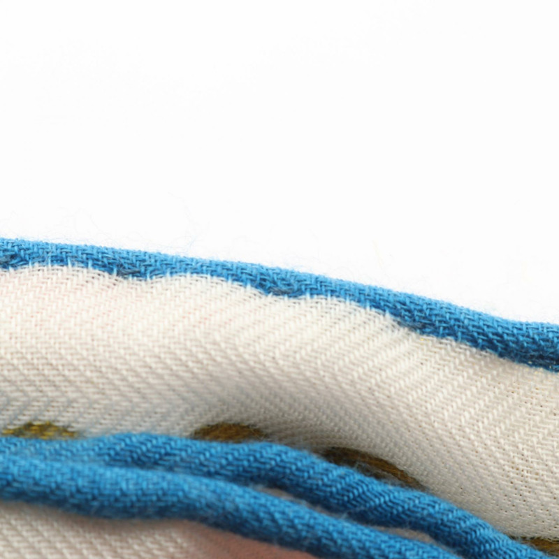 愛馬仕 Carre140 盛裝舞步圍巾，絲絨羊絨混紡，白色多色，二手-4