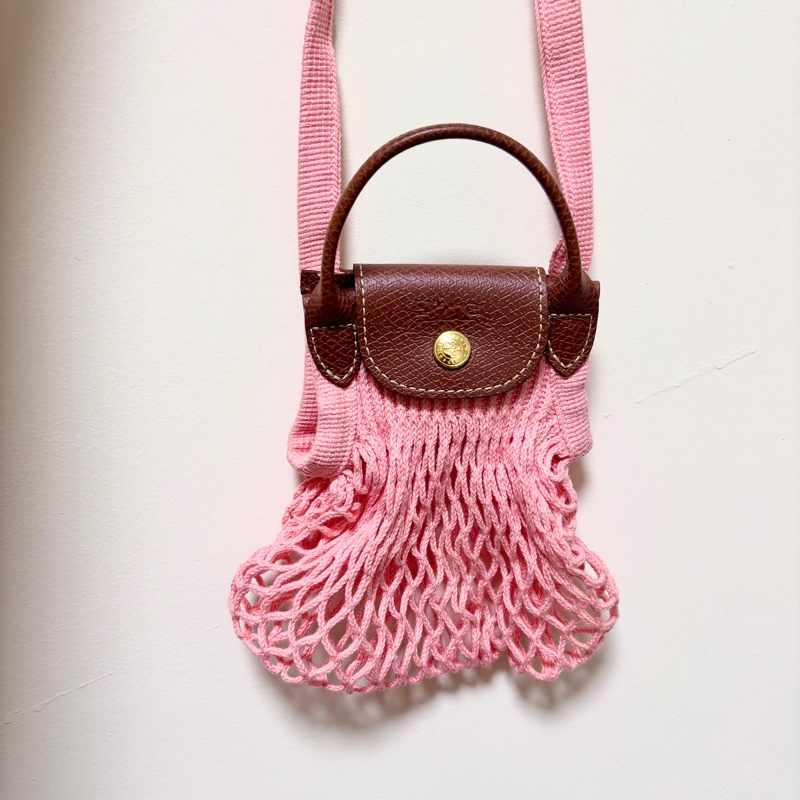 (Longchamp)LE PLIAGE FILET 斜揹袋 XS - 粉色-0
