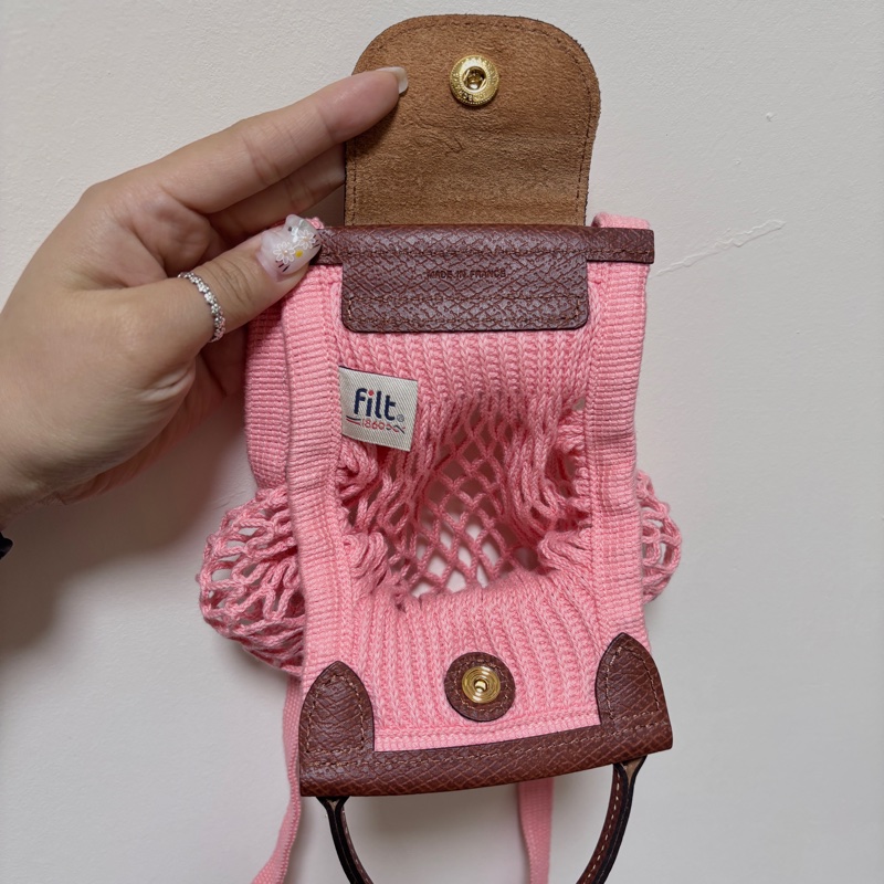 (Longchamp)LE PLIAGE FILET 斜揹袋 XS - 粉色-7