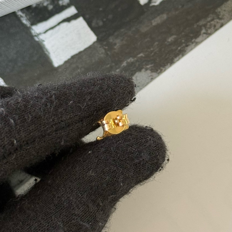 Triomphe 凱旋標誌及樹脂珍珠三件組耳環(金色/象牙白)-2