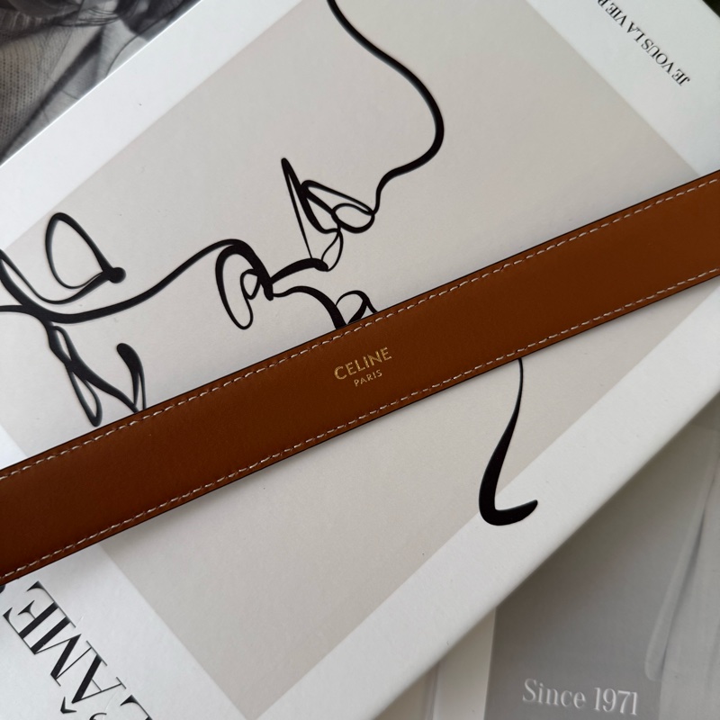 TRIOMPHE 金釦塗層帆布中腰皮帶80cm/寬2.5cm (棕褐色)-3