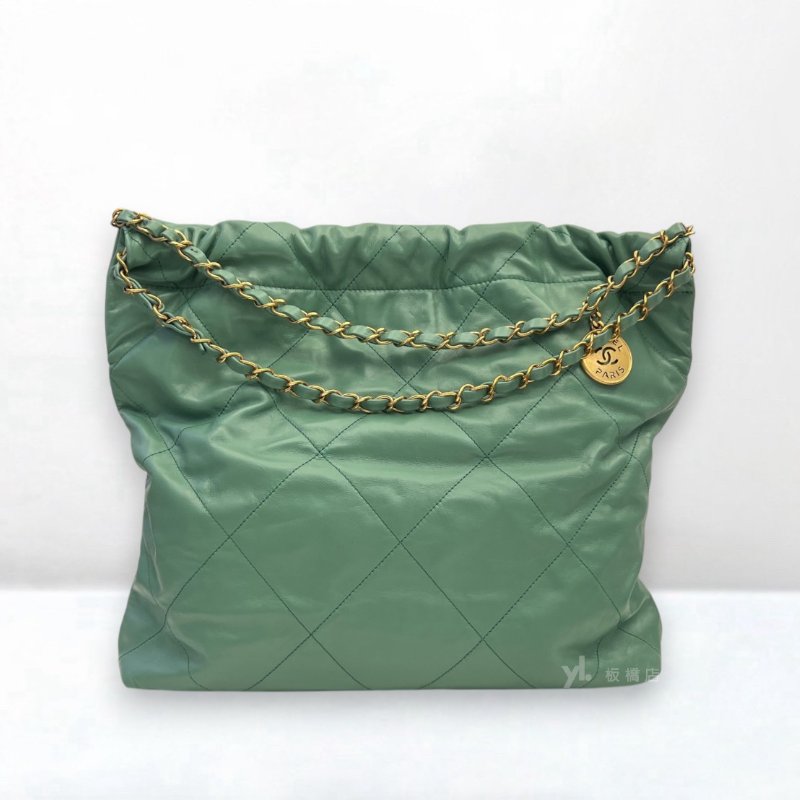 S5294-Chanel 牛油果綠小牛皮金釦中號22Bag AS3261-3