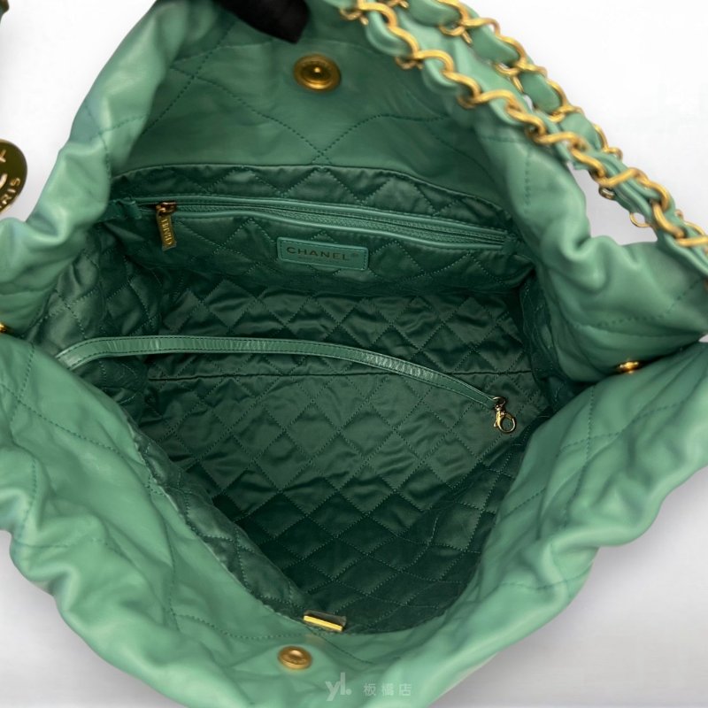 S5294-Chanel 牛油果綠小牛皮金釦中號22Bag AS3261-6