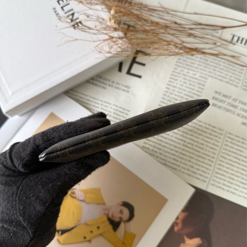 滿版凱旋標誌帆布附釦環拉鍊卡夾/零錢包(黝黑色)-5