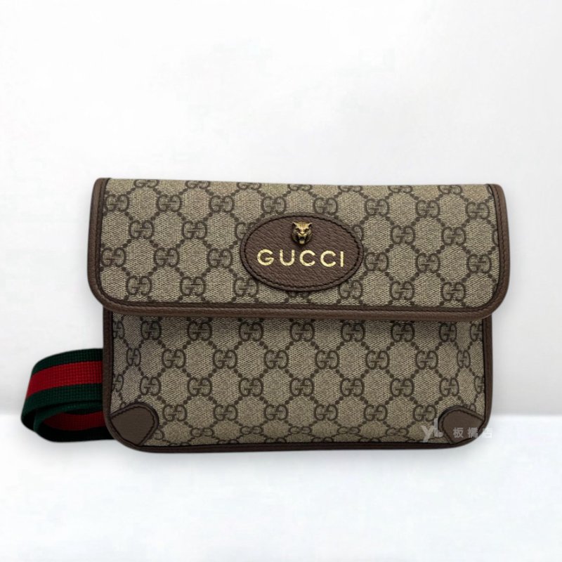 S5366-GUCCI 老花虎頭下蓋腰包493980-0