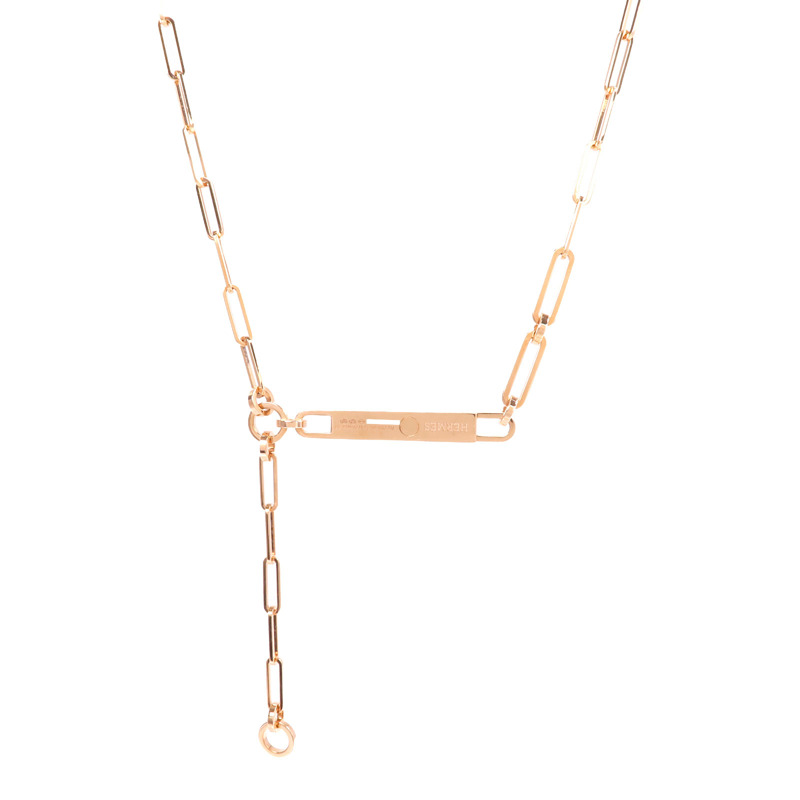HERMES 18K玫瑰金Kelly Chaine Choker鑽石項鍊-1