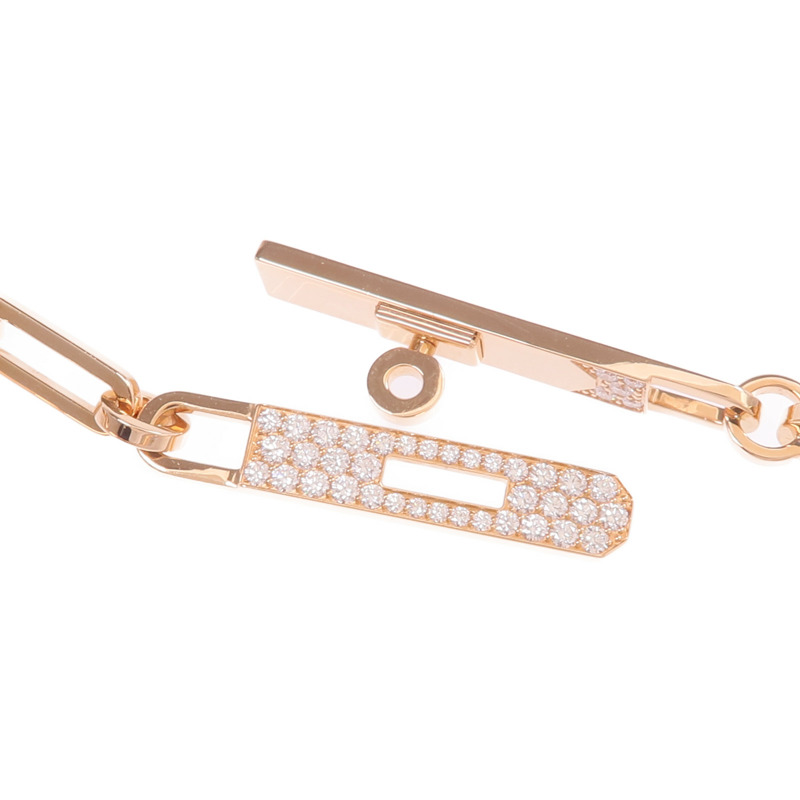 HERMES 18K玫瑰金Kelly Chaine Choker鑽石項鍊-3