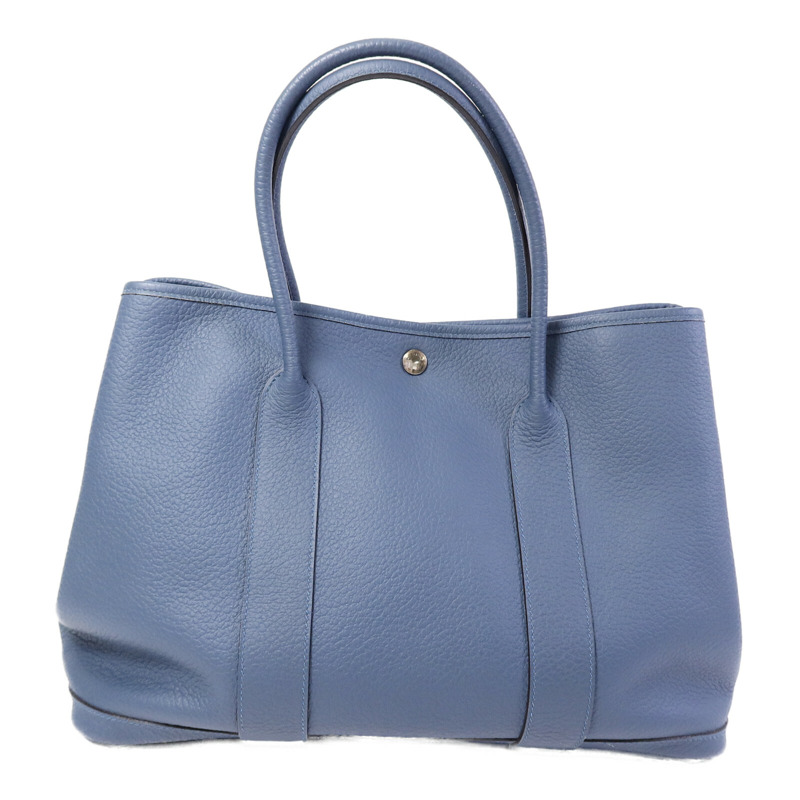 HERMES Country皮革Garden Party PM手挽袋Bleu Tempete-0