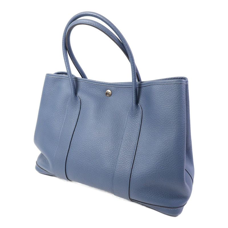 HERMES Country皮革Garden Party PM手挽袋Bleu Tempete-2