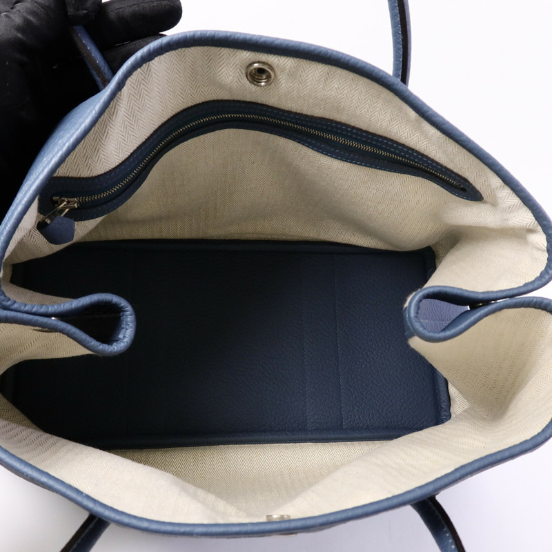 HERMES Country皮革Garden Party PM手挽袋Bleu Tempete-4