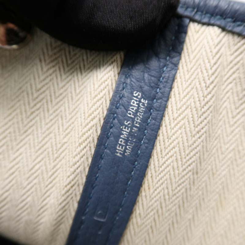 HERMES Country皮革Garden Party PM手挽袋Bleu Tempete-5