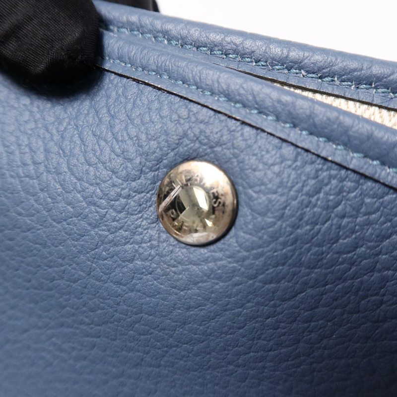 HERMES Country皮革Garden Party PM手挽袋Bleu Tempete-6