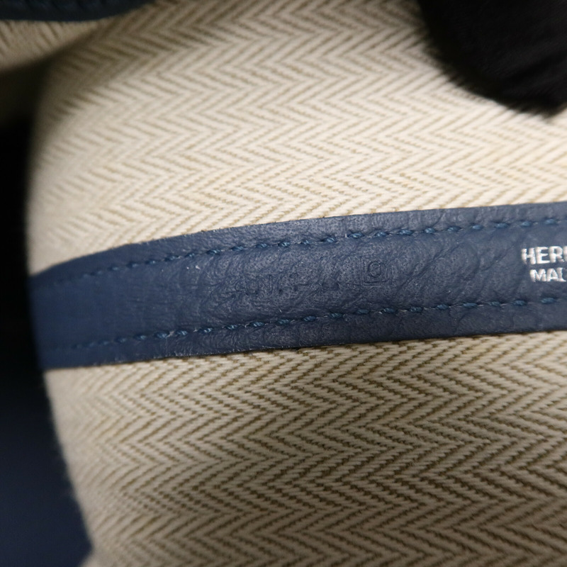 HERMES Country皮革Garden Party PM手挽袋Bleu Tempete-7