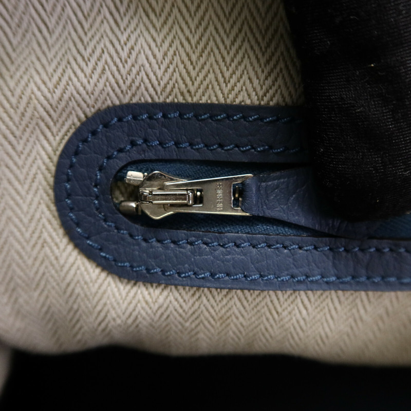 HERMES Country皮革Garden Party PM手挽袋Bleu Tempete-15