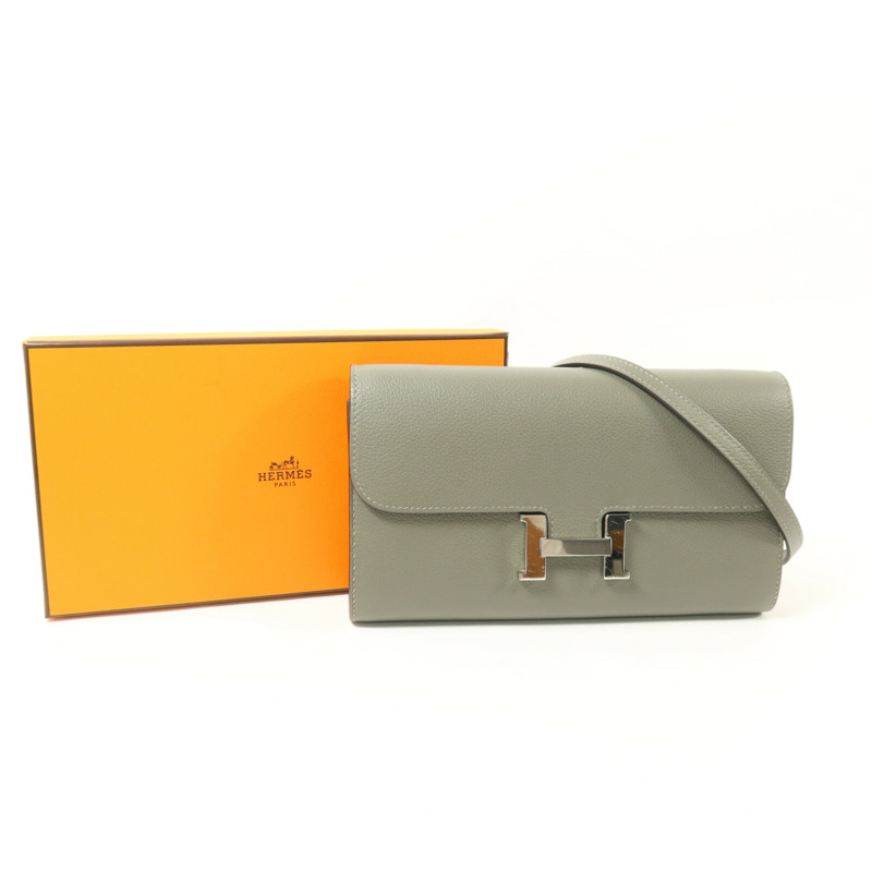 HERMES Evercolor皮革Constance To Go肩背袋Gris Meyer-9