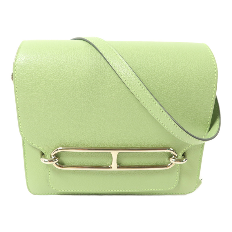 HERMES Evercolor皮革Mini Roulis肩背袋Vert Criguet-0