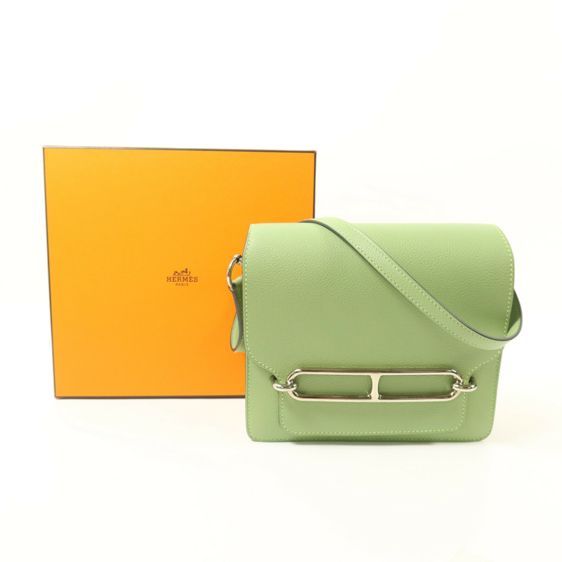 HERMES Evercolor皮革Mini Roulis肩背袋Vert Criguet-9