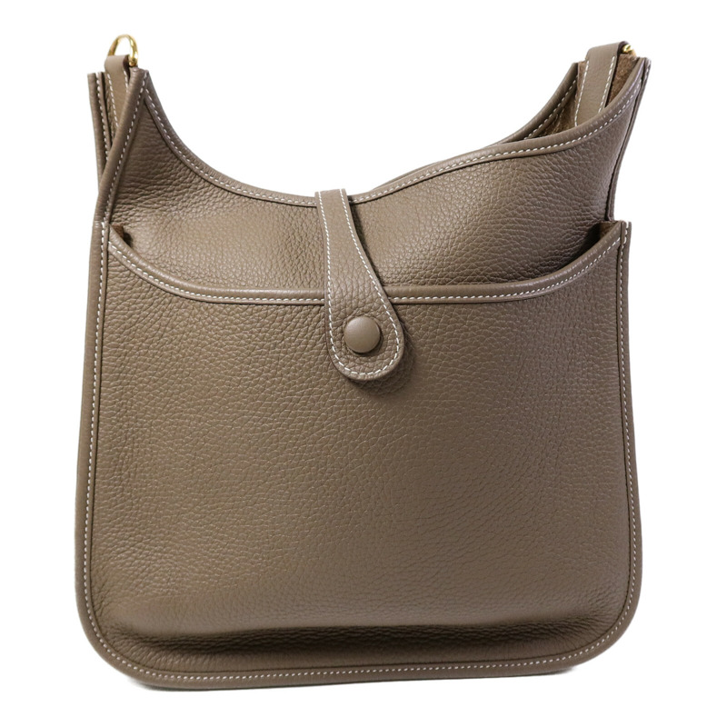 HERMES Clemence皮革Evelyne PM肩背袋Etoupe-1