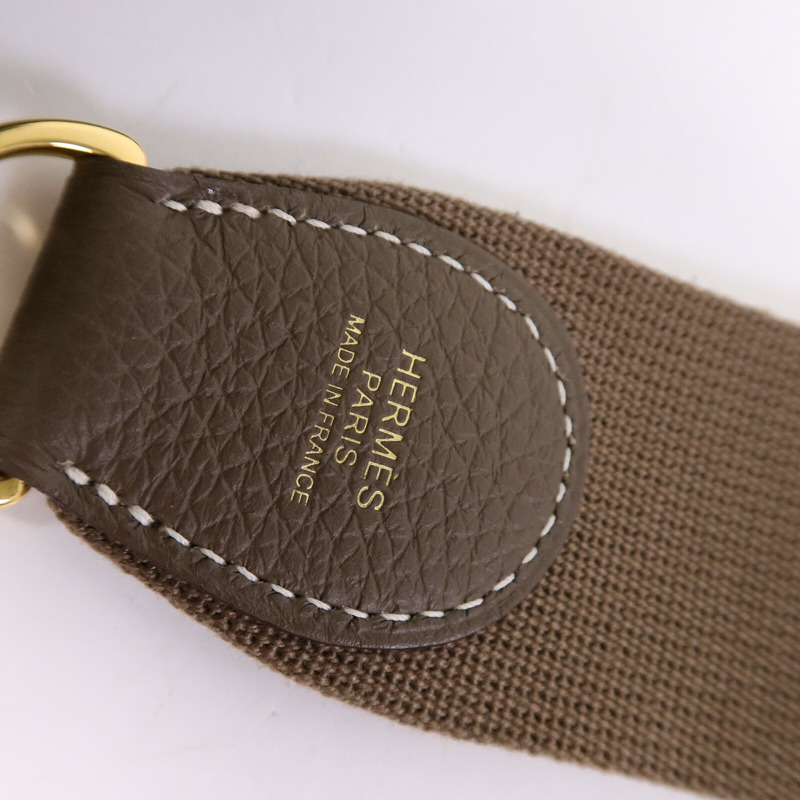HERMES Clemence皮革Evelyne PM肩背袋Etoupe-5
