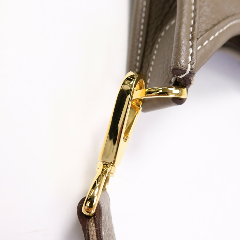 HERMES Clemence皮革Evelyne PM肩背袋Etoupe-6