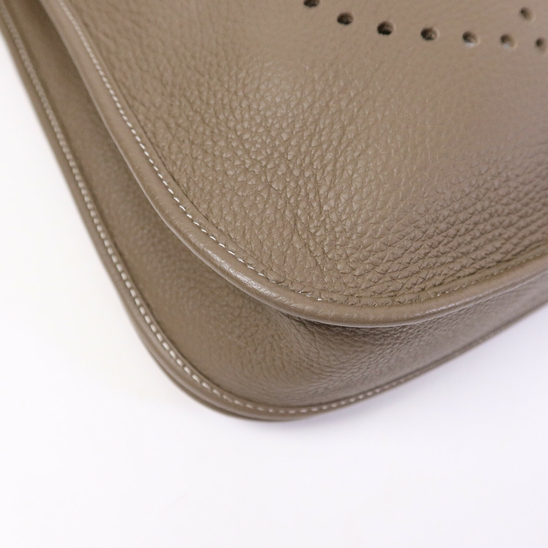 HERMES Clemence皮革Evelyne PM肩背袋Etoupe-11