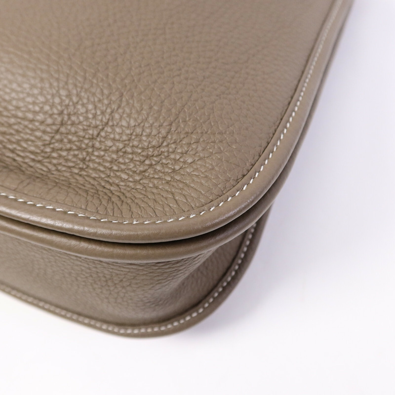 HERMES Clemence皮革Evelyne PM肩背袋Etoupe-12