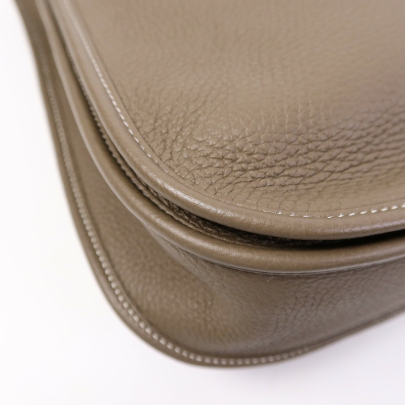 HERMES Clemence皮革Evelyne PM肩背袋Etoupe-13
