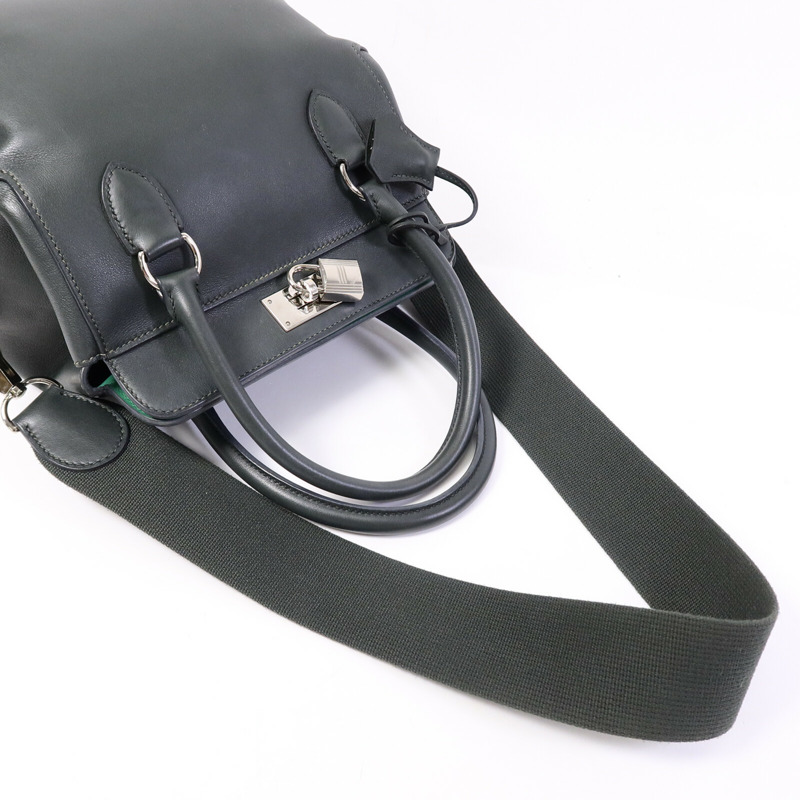 HERMES Swift皮革Toolbox 20手挽肩背兩用袋Vert Fonce-8