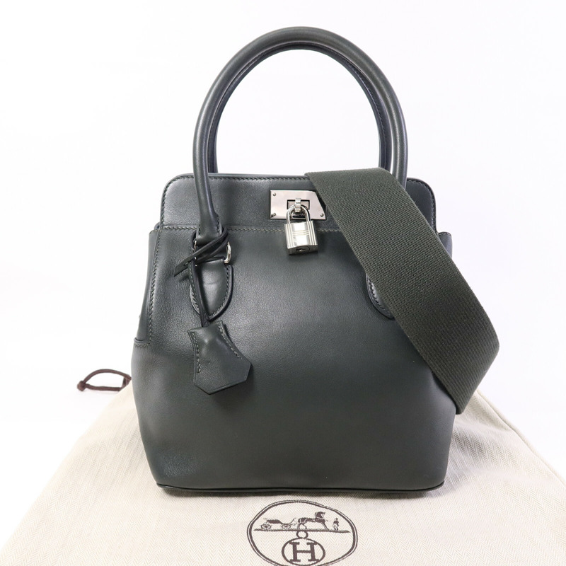 HERMES Swift皮革Toolbox 20手挽肩背兩用袋Vert Fonce-9