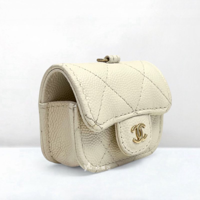 S5385-Chanel 白荔枝皮金釦Airpods Pro Case耳機套AP1739-1