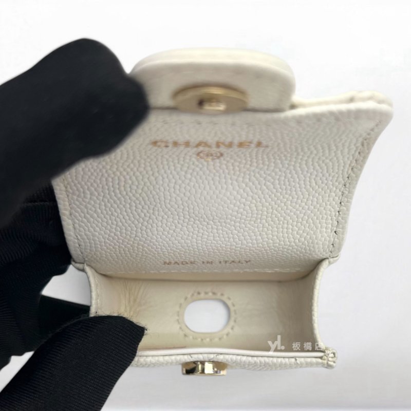 S5385-Chanel 白荔枝皮金釦Airpods Pro Case耳機套AP1739-5
