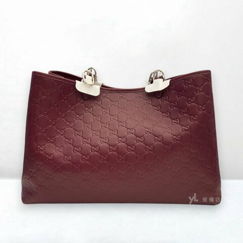 S5389-GUCCI 酒紅色牛皮壓紋托特包815213