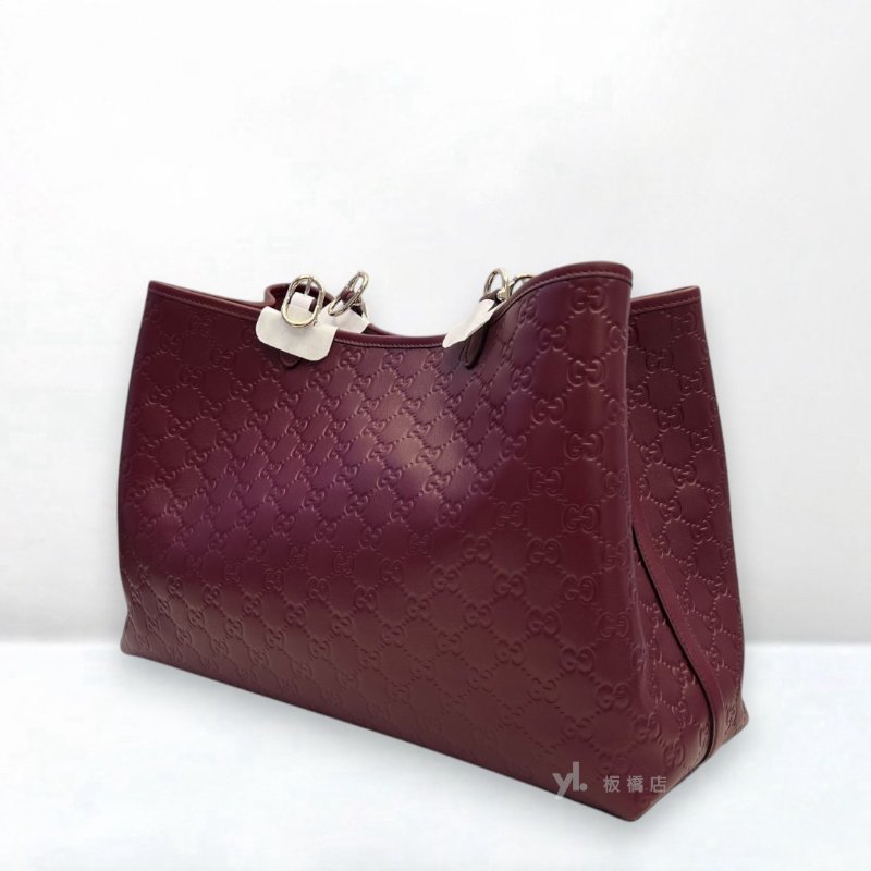 S5389-GUCCI 酒紅色牛皮壓紋托特包815213-2