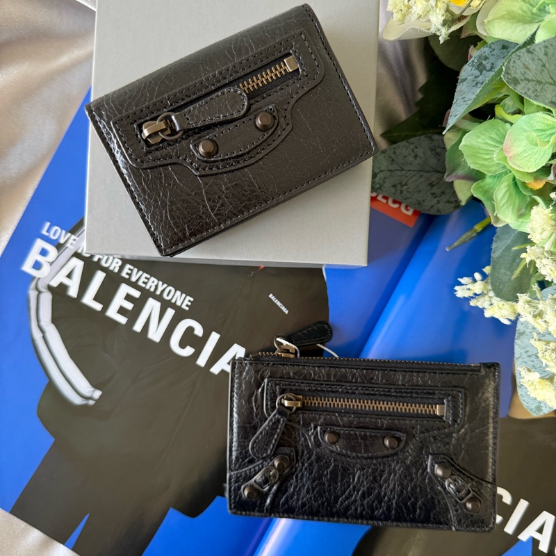 Le City 仿舊釦小羊皮拉鍊長版卡夾包/零錢包(黑色)-0