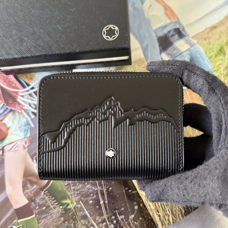 Meisterstuck 白朗峰壓印牛皮ㄇ形拉鍊零錢包/卡包(黑色)-1