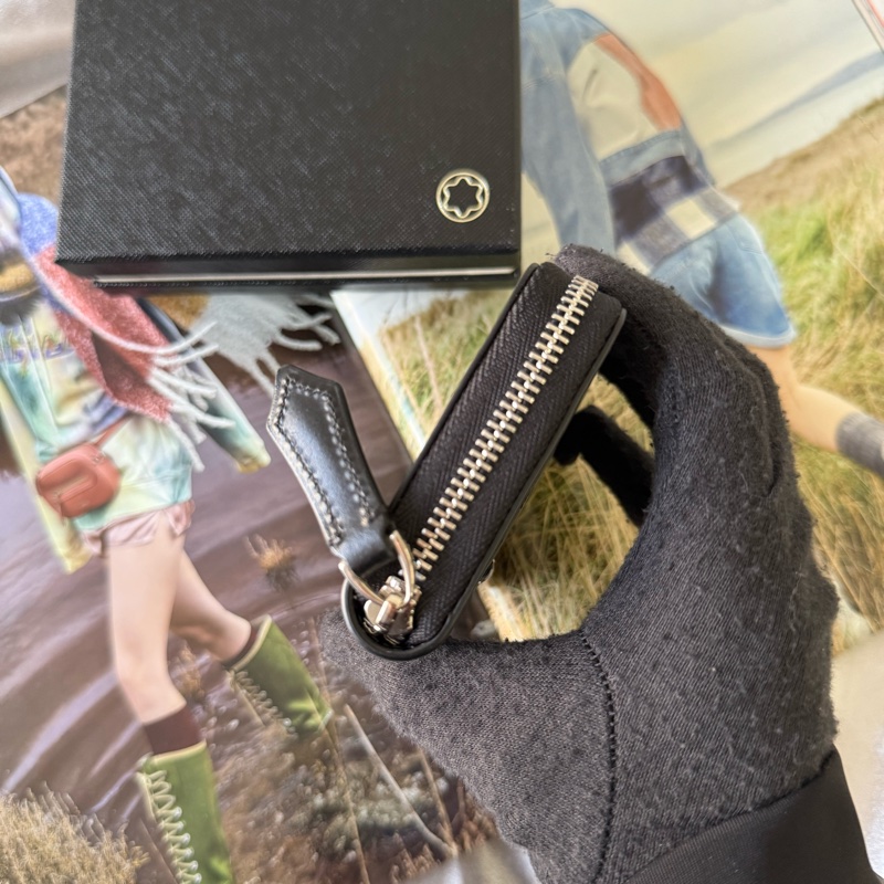 Meisterstuck 白朗峰壓印牛皮ㄇ形拉鍊零錢包/卡包(黑色)-2
