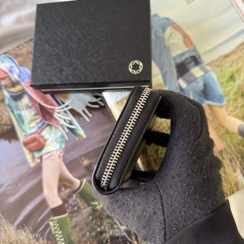 Meisterstuck 白朗峰壓印牛皮ㄇ形拉鍊零錢包/卡包(黑色)-4