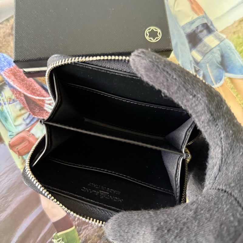 Meisterstuck 白朗峰壓印牛皮ㄇ形拉鍊零錢包/卡包(黑色)-6