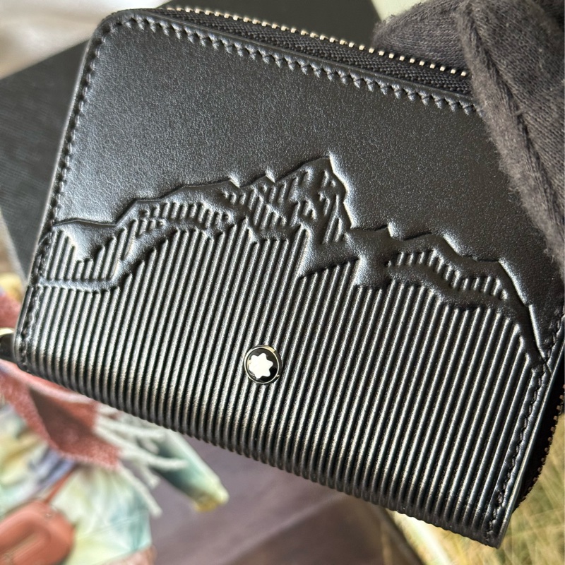 Meisterstuck 白朗峰壓印牛皮ㄇ形拉鍊零錢包/卡包(黑色)-8