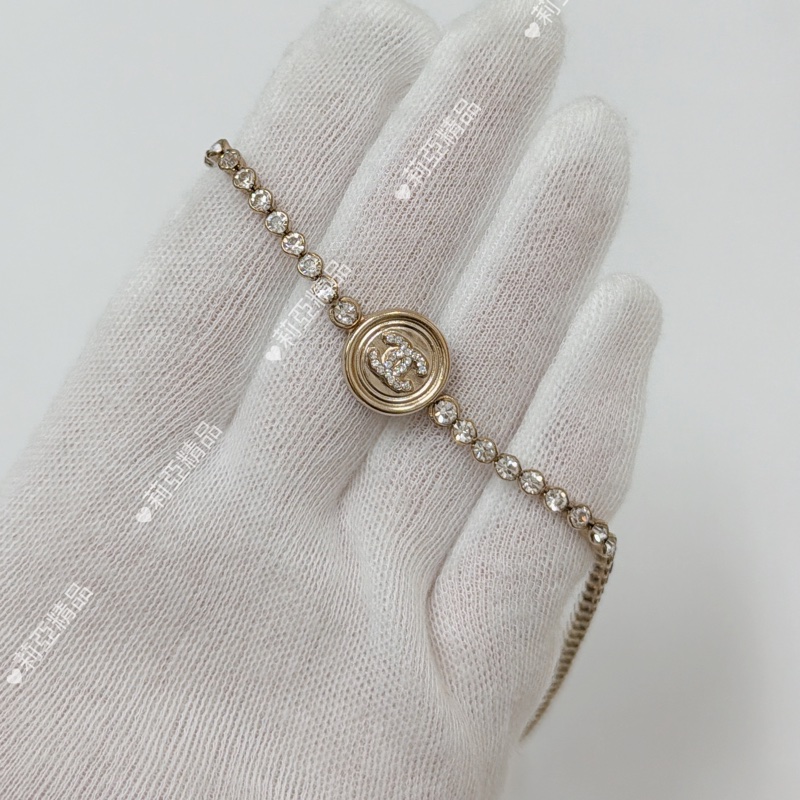 莉亞精品♡ Chanel logo 水鑽金幣項鏈 二手美品-2