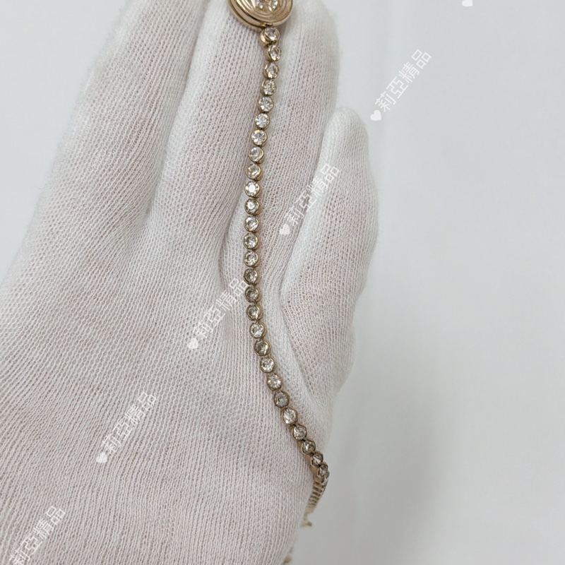 莉亞精品♡ Chanel logo 水鑽金幣項鏈 二手美品-4