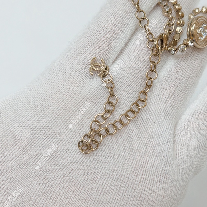 莉亞精品♡ Chanel logo 水鑽金幣項鏈 二手美品-6