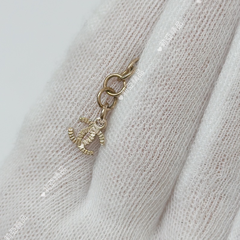 莉亞精品♡ Chanel logo 水鑽金幣項鏈 二手美品-7