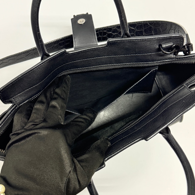 （超級新‼️） YSL “So Black” 全黑鱷魚紋 斜背包【專櫃13萬】-19