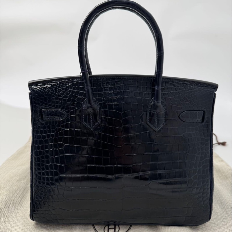 【Hermès Birkin 30 深海藍 倒V鱷魚｜銀扣｜M刻】-1